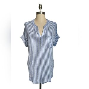 BEACHLUNCHLOUNGE Blue & White Striped Tunic Blouse | SZ LG